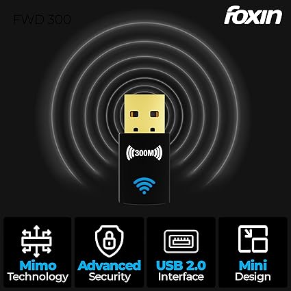 Foxin Nano 300 mbps Wireless USB Wi-Fi Adapter - USB ADAPTER WIFI by Foxin