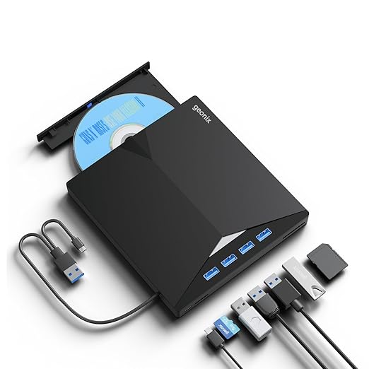 Geonix 7 in 1 USB 3.0 External CD/DVD Drive - CD-DVD R/W by Geonix
